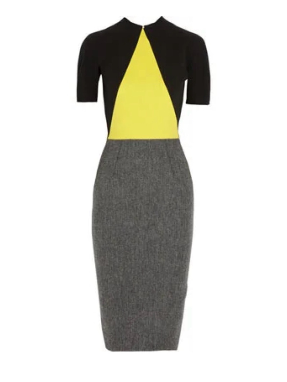 Victoria Beckham Colorblock Pencil Dress in Yellow, Black and Gray